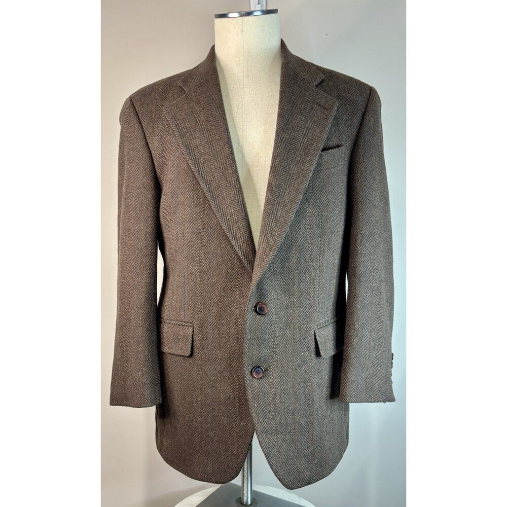 Vtg Polo University Club Ralph Lauren Blazer Tweed 38 R Brown Jacket Sport Coat